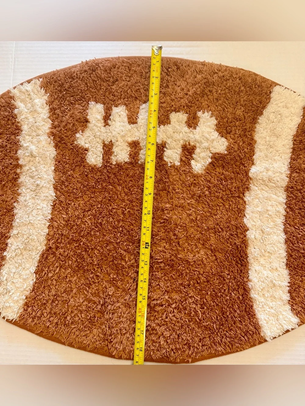 Huntington Home Brown and Cream Plush Football Accent Rug